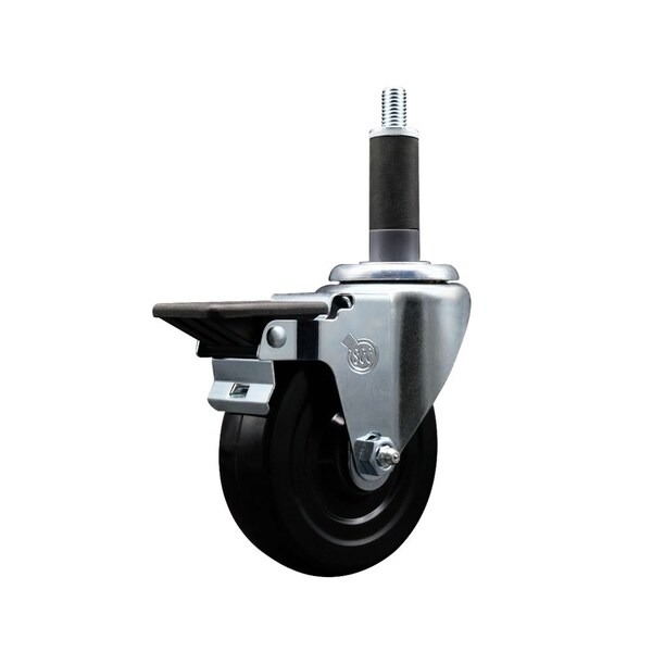 4'' Hard Rubber Swivel 1'' Expanding Stem Caster with Brake